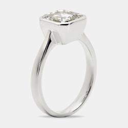 3.00 cts Asscher Cut Lab Grown Diamond 18k White Gold Ring Size 52