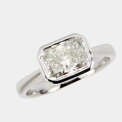 2.00 cts Radiant Cut Lab Grown Diamond 18k White Gold Ring Size 52