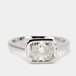 2.00 cts Radiant Cut Lab Grown Diamond 18k White Gold Ring Size 52