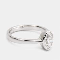 1.00 cts Oval Cut Lab Grown Diamond 18k White Gold Ring Size 52