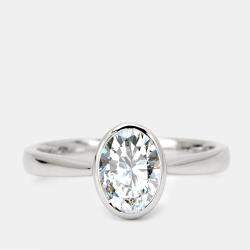 1.00 cts Oval Cut Lab Grown Diamond 18k White Gold Ring Size 52
