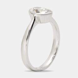 1.00 cts Oval Cut Lab Grown Diamond 18k White Gold Ring Size 52