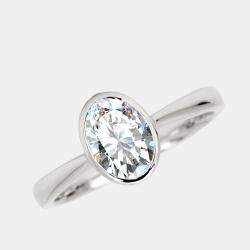 1.00 cts Oval Cut Lab Grown Diamond 18k White Gold Ring Size 52