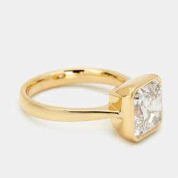 3.00 cts Square Radiant Brilliant Cut Lab Grown Diamond 18k Yellow Gold Ring Size 52