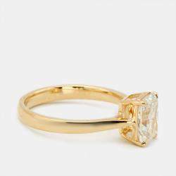 1.50 cts Radiant Brilliant Cut 18k Yellow Gold Ring Size 52