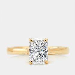 1.50 cts Radiant Brilliant Cut 18k Yellow Gold Ring Size 52