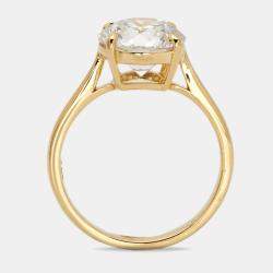 3.00 cts Round Brilliant Lab Grown Diamond 18k Yellow Gold Ring Size 52