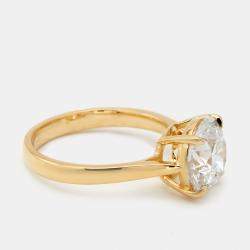 3.00 cts Round Brilliant Lab Grown Diamond 18k Yellow Gold Ring Size 52