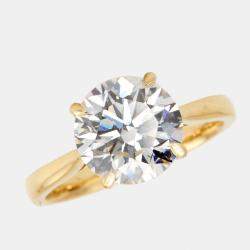 3.00 cts Round Brilliant Lab Grown Diamond 18k Yellow Gold Ring Size 52