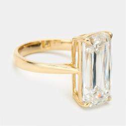 7.20 cts Elongated Cushion 18k Yellow Gold Ring Size 52
