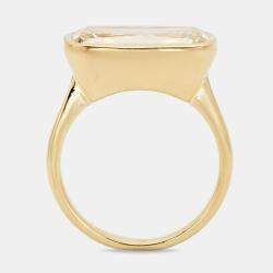 5.30 cts Elongated Cushion 18k Yellow Gold Ring Size 52