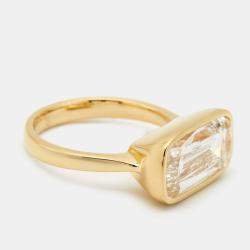 5.30 cts Elongated Cushion 18k Yellow Gold Ring Size 52