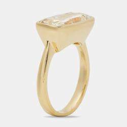 5.30 cts Elongated Cushion 18k Yellow Gold Ring Size 52