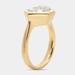 3.50 cts Triangle Step Cut Lab Grown Diamond 18k Yellow Gold Ring Size 52