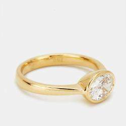 1.10 cts Oval Brilliant 18k Yellow Gold Ring Size 52