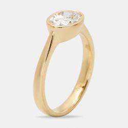 1.10 cts Oval Brilliant 18k Yellow Gold Ring Size 52