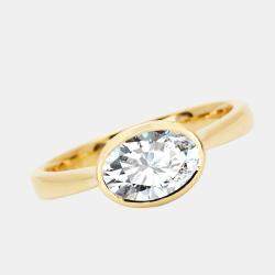 1.10 cts Oval Brilliant 18k Yellow Gold Ring Size 52