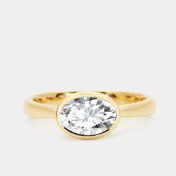 1.10 cts Oval Brilliant 18k Yellow Gold Ring Size 52