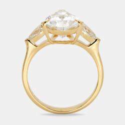 3.80 cts Pear Brilliant Lab Grown Diamond 18k Yellow Gold Ring Size 52