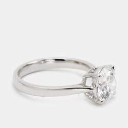 2.00 cts Round Brilliant Lab Grown Diamond 18k White Gold Ring Size 52