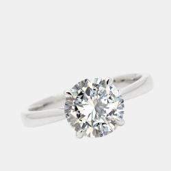 2.00 cts Round Brilliant Lab Grown Diamond 18k White Gold Ring Size 52