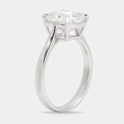 3.00 cts Cushion Brilliant Lab Grown Diamond 18k White Gold Ring Size 52