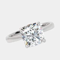 3.00 cts Cushion Brilliant Lab Grown Diamond 18k White Gold Ring Size 52
