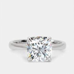 3.00 cts Cushion Brilliant Lab Grown Diamond 18k White Gold Ring Size 52
