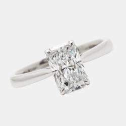 1.50 cts Radiant Brilliant Cut 18k White Gold Ring Size 52