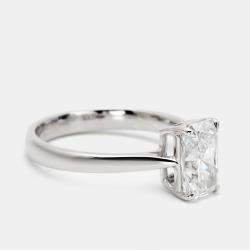 1.50 cts Radiant Brilliant Cut 18k White Gold Ring Size 52