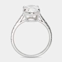 3.30 cts Oval and Round Lab Grown Diamond 18k White Gold Ring Size 52