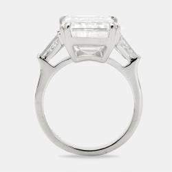 10.50 cts Emerald Cut and Tapper Lab Grown Diamond 18k White Gold Ring Size 52