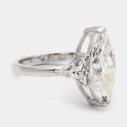 6.00 cts Marquise and Trillion Lab Grown Diamond 18k White Gold Ring Size 53
