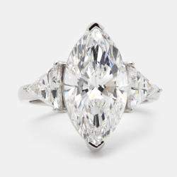 6.00 cts Marquise and Trillion Lab Grown Diamond 18k White Gold Ring Size 53