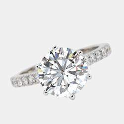 3.65 cts Round Brilliant Lab Grown Diamond 18k White Gold Ring Size 53