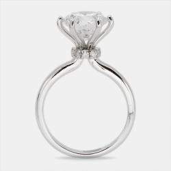 3.00 cts Round Brilliant Cut Lab Grown Diamond 18k White Gold Ring Size 53