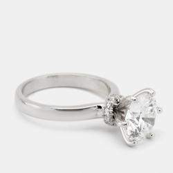 3.00 cts Round Brilliant Cut Lab Grown Diamond 18k White Gold Ring Size 53