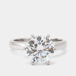 3.00 cts Round Brilliant Cut Lab Grown Diamond 18k White Gold Ring Size 53