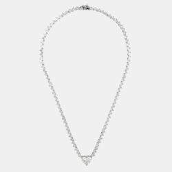 23.25 cts Heart Brilliant Lab Grown Diamond 18k White Gold Necklace (Center 5 cts)