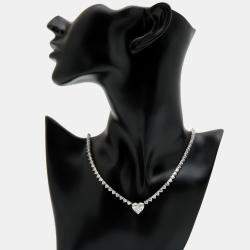 23.25 cts Heart Brilliant Lab Grown Diamond 18k White Gold Necklace (Center 5 cts)