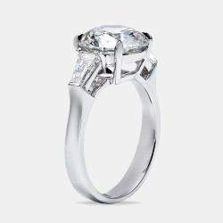 3.70 cts Round Baguette 18k White Gold Lab Grown Diamond Ring Size 52