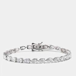 10.06 cts Pear Brilliant Cut Lab Grown Diamond 18k White Gold Tennis Bracelet