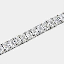 Pre Owned 20.30 cts Emerald Step Cut Lab Grown Diamonds 18k White Gold Tennis Bracelet