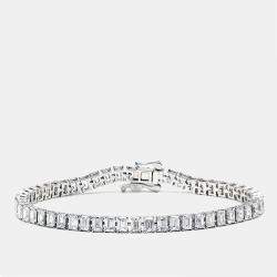 Pre Owned 11.51 cts Emerald Step Cut Lab Grown Diamonds 18k White Gold Tennis Bracelet