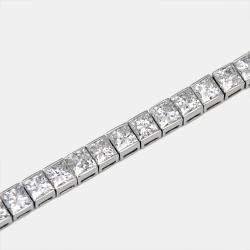 Pre Owned 14.28 cts Princess Cut Lab Grown Diamonds 18k White Gold Tennis Bracelet