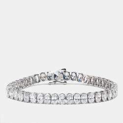 17.56 cts Oval Brilliant Cut Lab Grown Diamonds 18k White Gold Tennis Bracelet