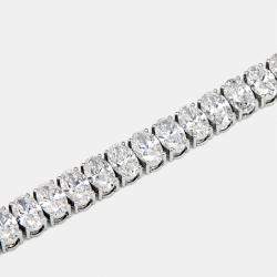 Pre Owned 17.56 cts Oval Brilliant Cut Lab Grown Diamonds 18k White Gold Tennis Bracelet