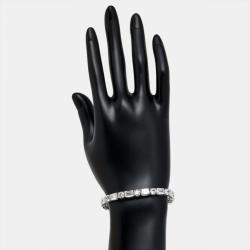 21.86 cts Round and Emerald Cut Lab Grown Diamonds 18k White Gold Tennis Bracelet