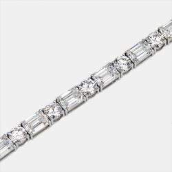 21.86 cts Round and Emerald Cut Lab Grown Diamonds 18k White Gold Tennis Bracelet