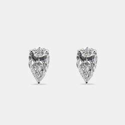 6.00 cts Pear Brilliant Cut 18k White Gold Lab Grown Diamonds Solitaire Stud Earrings